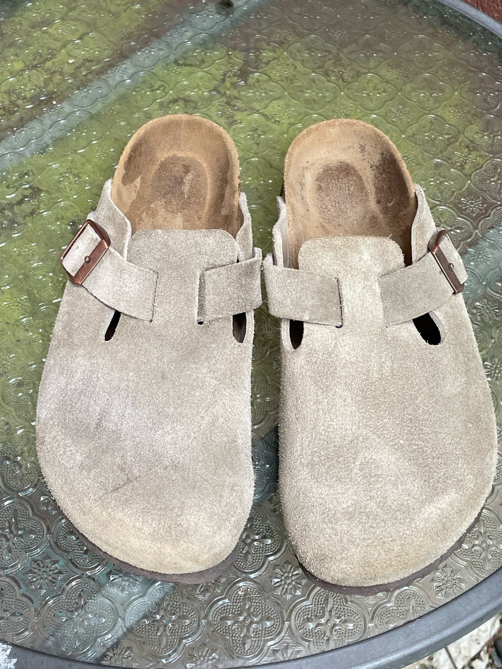 Birkenstock Boston Taupe Suede Soft Footbed Clogs Size 38 - Picture 3 of 12